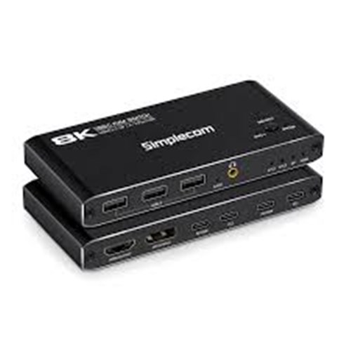 Simplecom KM470 2-Port USB-C KVM Switch 8K Docking Station HDMI 2.1 DP for Laptop